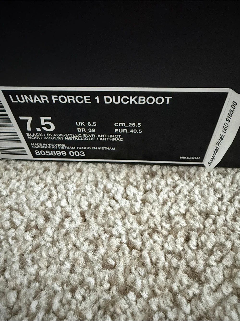 Nike Men's Black Duckboot with Gum Outsole